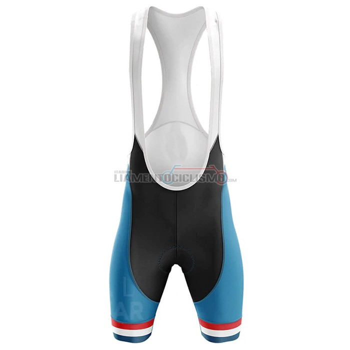 Abbigliamento Ciclismo Campione Francia Manica Corta 2020 Celeste Bianco Rosso
